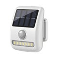 Compact wall mounted solar powered LED light with a white plastic body Royalty Free Stock Photo
