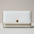 Compact white leather wallet featuring a textured surface with gold trim lining. It has a Royalty Free Stock Photo
