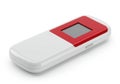 Compact white and red electronic device isolated on white background Royalty Free Stock Photo
