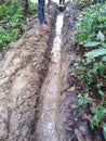 Compacted clay is a simple form of soil canal lining in madhubani india