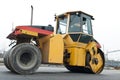 Compactor at asphalt pavement works