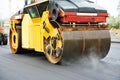 Compactor roller at asphalting work Royalty Free Stock Photo
