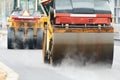 Compactor roller at asphalting work Royalty Free Stock Photo