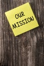 Companies Our Mission Yellow Sticky Note Post It Royalty Free Stock Photo