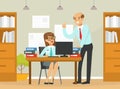 Company Boss Giving Tasks to Female Employee who Working at Computer, Leadership, Effective and Productive Management