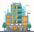 Company building in flat style. Vector Illustration Royalty Free Stock Photo