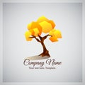 Company business logo with geometric yellow tree Royalty Free Stock Photo