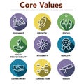 Company Core Values Outline Icons for Websites or Infographics