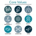 Company Core Values Outline Icons for Websites or Infographics Royalty Free Stock Photo