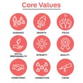 Company Core Values Outline Icons for Websites or Infographics Royalty Free Stock Photo