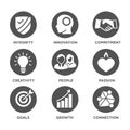 Company Core Values Solid Icons for Websites or Infographics Royalty Free Stock Photo