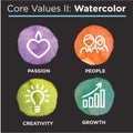 Company Core Values Solid Icons for Websites or Infographics