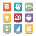 Company Core Values Square Solid Icons for Websites or Infographics Royalty Free Stock Photo