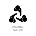 Company culture black glyph icon. Internal corporate ideology, professional business ethics silhouette symbol on white
