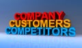 Company customers competitors on blue