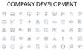 Company development line icons collection. Market, Trading, Auction, Transaction, Exchange, Buyout, Bargain vector and