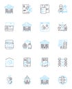 Company earnings linear icons set. Profit, Loss, Revenue, Income, Growth, Decline, Sales line vector and concept signs