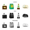 Company, ecology, and other web icon in cartoon,black,monochrome style. Husks, fines, garden icons in set collection.