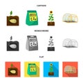 Company, ecology, and other web icon in cartoon,flat,monochrome style. Husks, fines, garden icons in set collection.