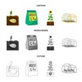 Company, ecology, and other web icon in cartoon,outline,monochrome style. Husks, fines, garden icons in set collection.