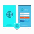 Company Globe Splash Screen and Login Page design with Logo template. Mobile Online Business Template Royalty Free Stock Photo
