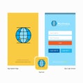 Company Globe Splash Screen and Login Page design with Logo template. Mobile Online Business Template Royalty Free Stock Photo