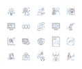 Company growth outline icons collection. Expansion, Expansionary, Expansionism, Expansionist, Profit, Booming Royalty Free Stock Photo