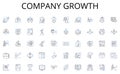 Company growth line icons collection. Savory, Spicy, Zesty, Sweet, Tangy, Bold, flavorful vector and linear illustration