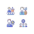Company hierarchical structure RGB color icons set