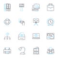 Company hierarchy linear icons set. Authority, Responsibility, Chain, Structure, Management, Position, Level line vector