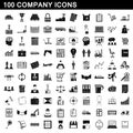 100 company icons set, simple style