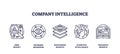 Company intelligence icons outline key concepts, data analysis, awareness, and ...