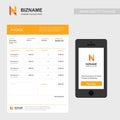 Company Invoice with mobile app design with n logo