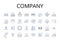 Company line icons collection. Business, Corporation, Partnership, Enterprise, Firm, Organization, Establishment vector