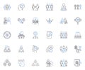 Company line icons collection. Innovation, Quality, Efficiency, Sustainability, Growth, Technology, Customer-focused