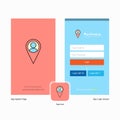 Company Location Splash Screen and Login Page design with Logo template. Mobile Online Business Template