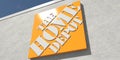 The Home Depot logo on a concrete wall. Editorial realistic 3d rendering