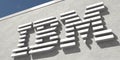 IBM logo on a concrete wall. Editorial realistic 3d rendering