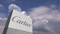 CARTIER logo on sky background, editorial 3D rendering