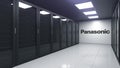 Logo of PANASONIC on the wall of a server room, editorial 3D rendering