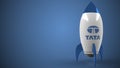 TATA logo against a rocket mockup. Editorial conceptual success related 3D rendering