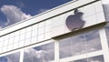 Apple Inc logo on top of a modern building. Editorial conceptual 3d rendering