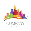 Company Logo Vector City Town Icon for Branding Real Estate Symbol Building and Apartment Rent Concept Sign Royalty Free Stock Photo