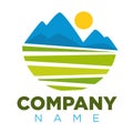 Company logotype with place for name and colorful landscape image