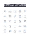 Company managers line icons collection. Business executives, Corporate leaders, Management team, Organization bosses