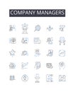 Company managers line icons collection. Business executives, Corporate leaders, Management team, Organization bosses