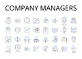 Company managers line icons collection. Business executives, Corporate leaders, Management team, Organization bosses