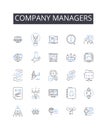 Company managers line icons collection. Business executives, Corporate leaders, Management team, Organization bosses