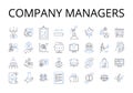 Company managers line icons collection. Business executives, Corporate leaders, Management team, Organization bosses