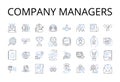 Company managers line icons collection. Business executives, Corporate leaders, Management team, Organization bosses